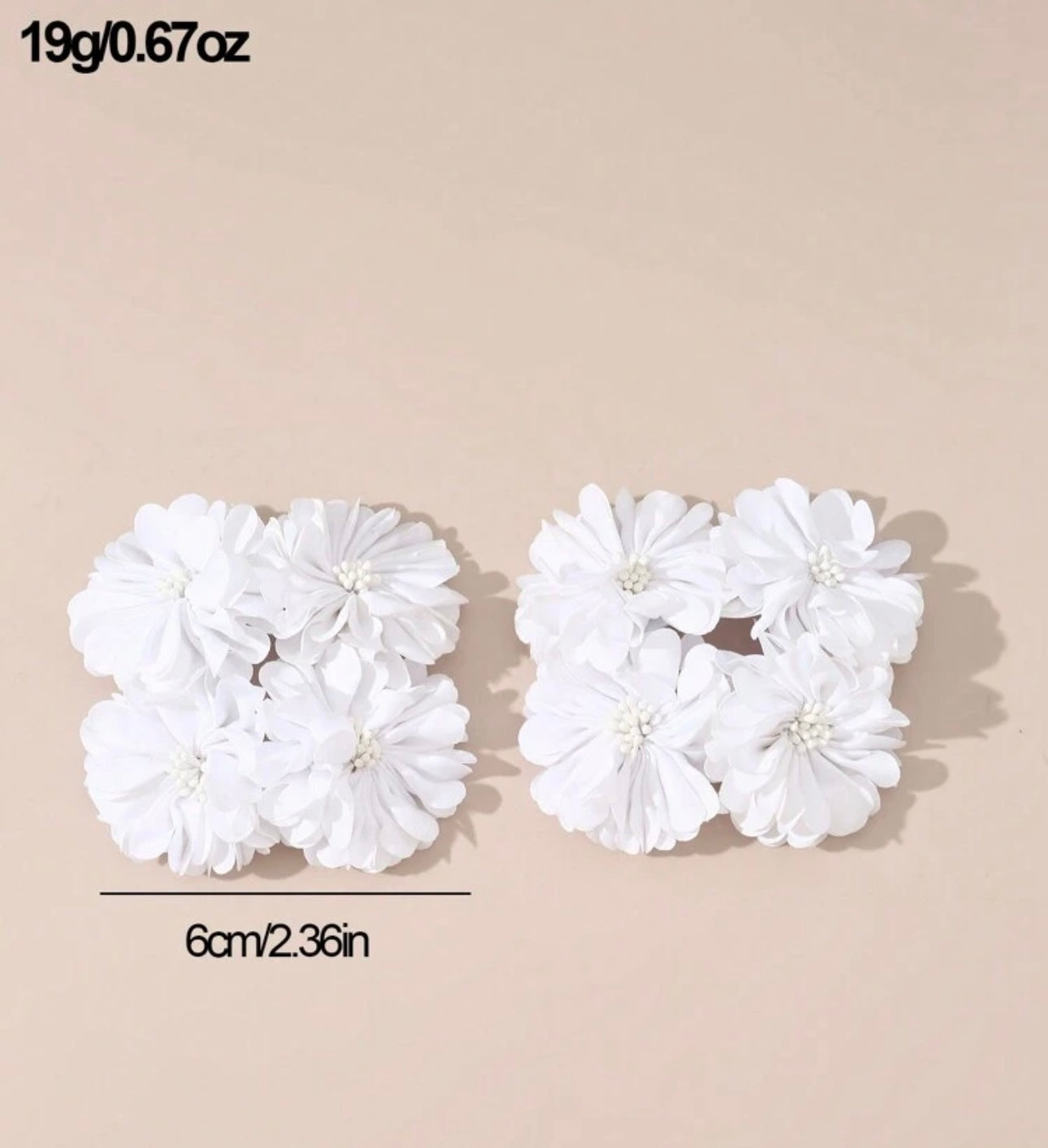 2pcs Girls' White Flower Elastic Hair Ties
