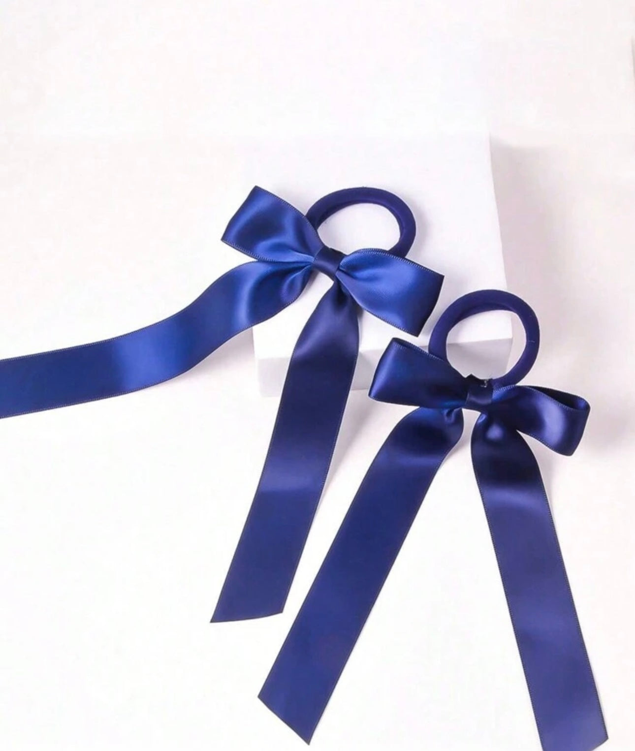 2pcs Girl's Polyester Long Ribbon
Hair Ties dark blue