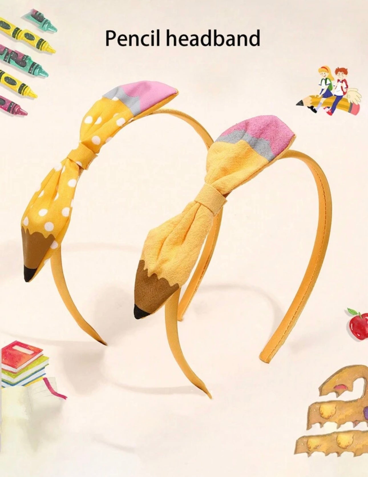 1pc Cute Pencil Shaped Hair Hoop, Princess Style Suitable For Girls, Great Back To School yellow Pencil