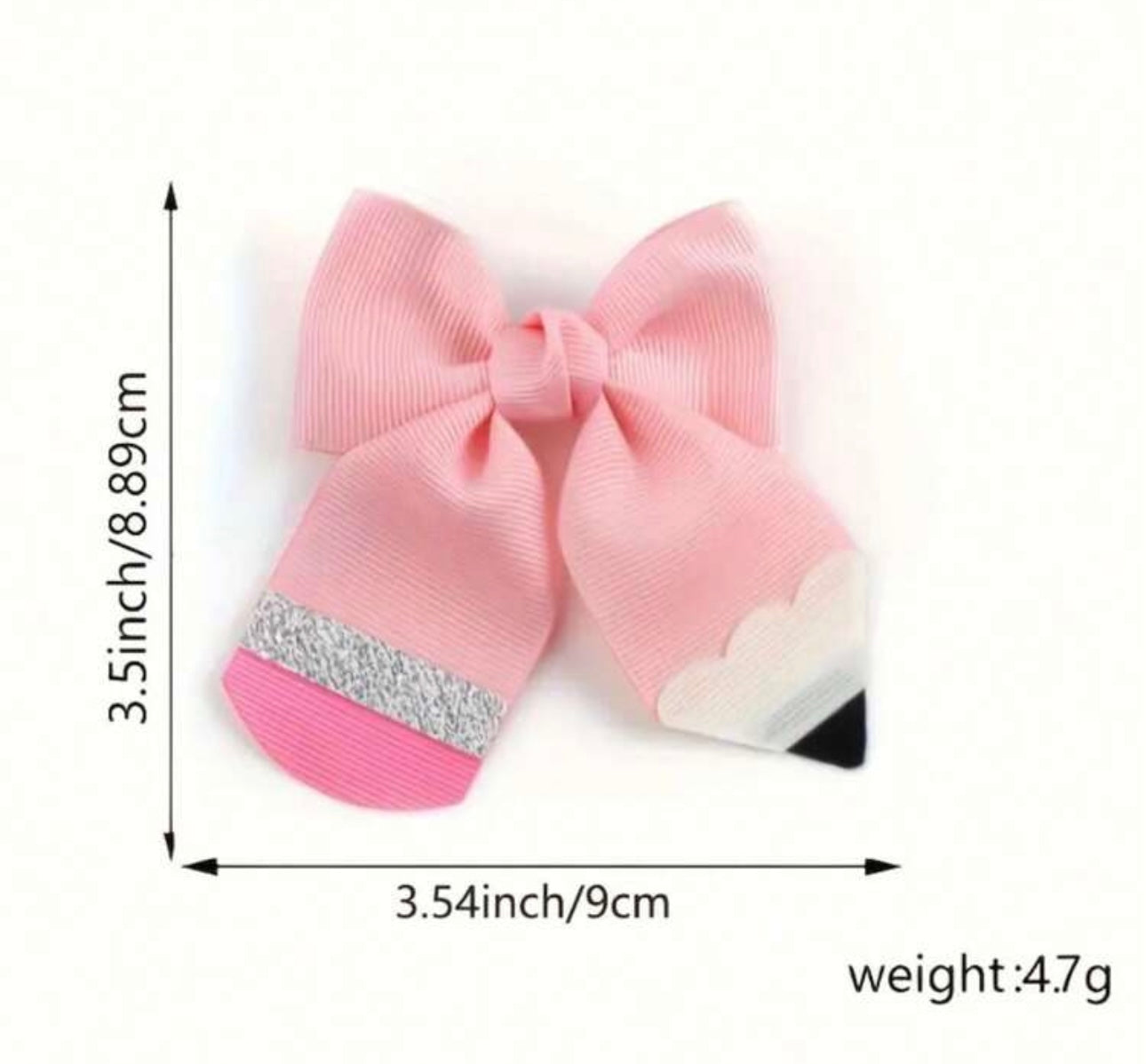 1pc 3.5inch Back To School Yellow Pencil
Shaped Bow Hairpin For Hair Clips pink