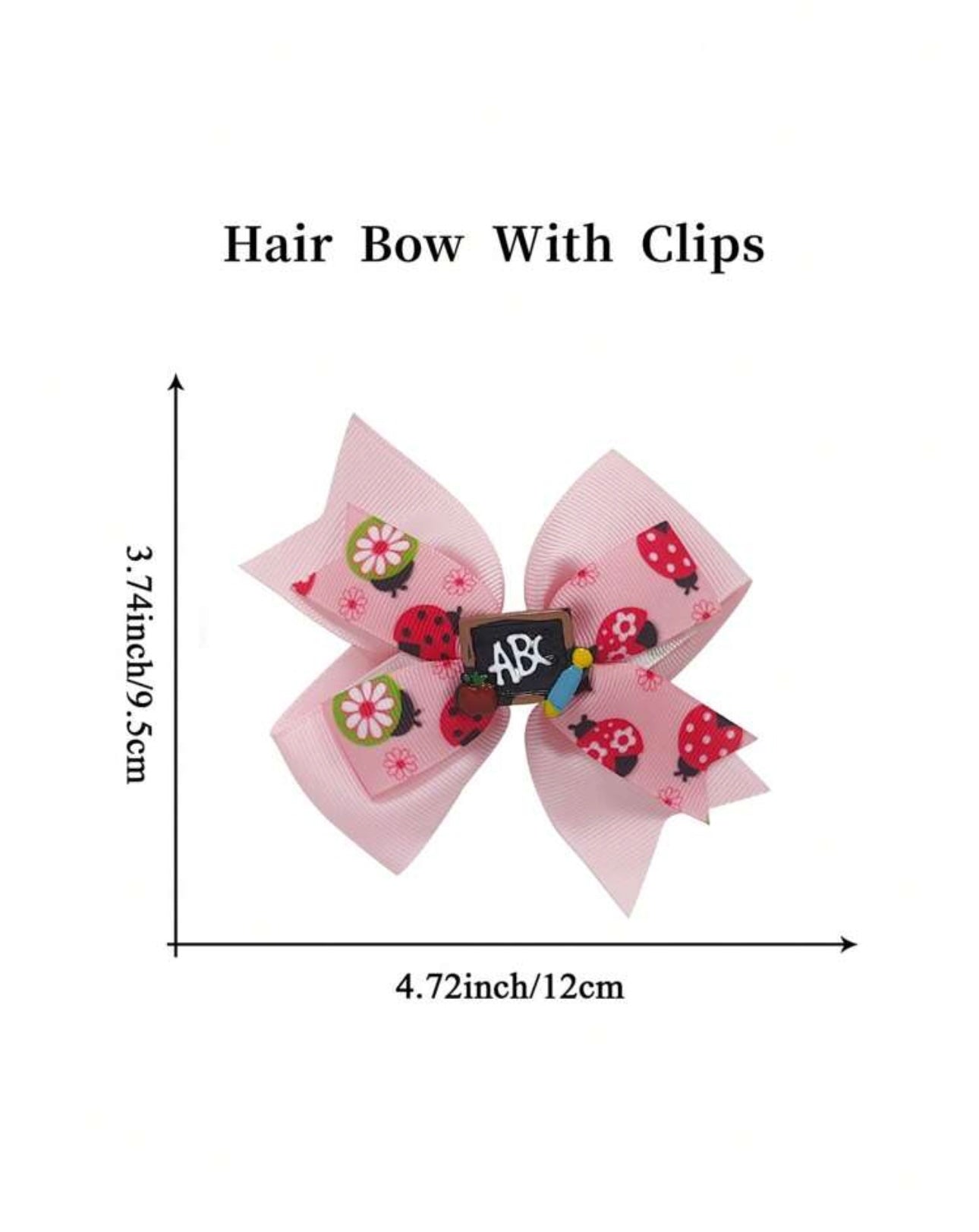 2Pcs 4 Inch Back To School Hair Bow For Girls pink