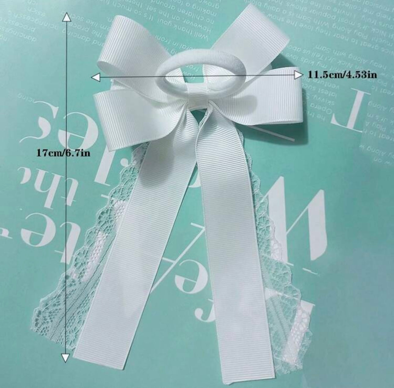 2pcs/Set Girl's White Lace Bow Design Stretchy Hair Ties, Sweet Lace Cord Scrunchies