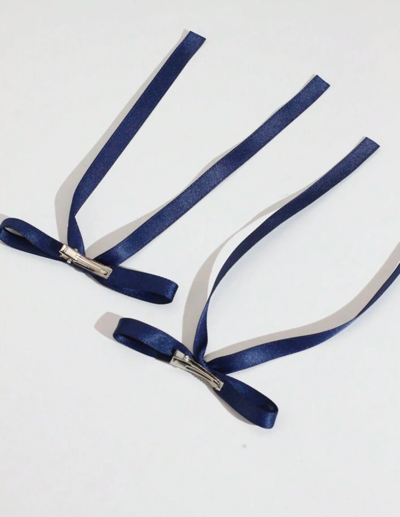2pcs Ballet Style Simple Ribbon Bow Hair Clip blue