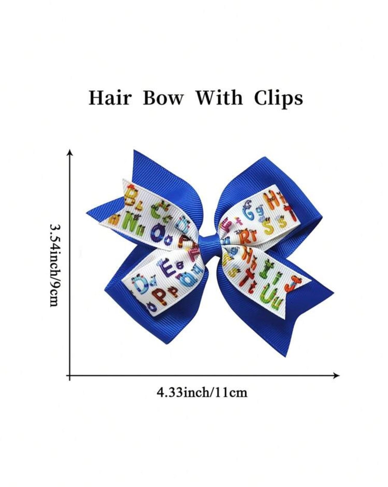 2Pcs 4.5 Inch Back To School Girl Hair Bow blue