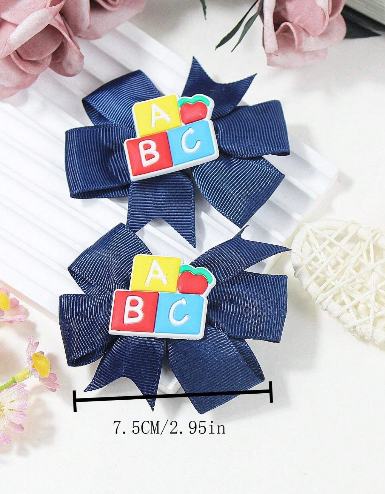 2pcs Girls' Cute Hair Clips, Back To Schools blue