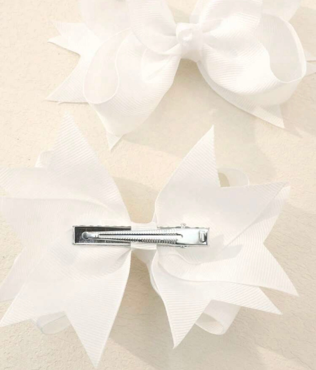 2pcs/Pack White Solid Color Bow
Hair Clips For Children
White