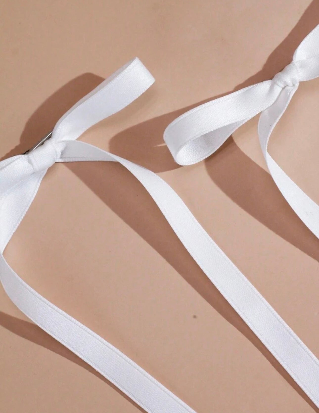 2pcs Ballet Style Simple Ribbon Bow Hair Clip white