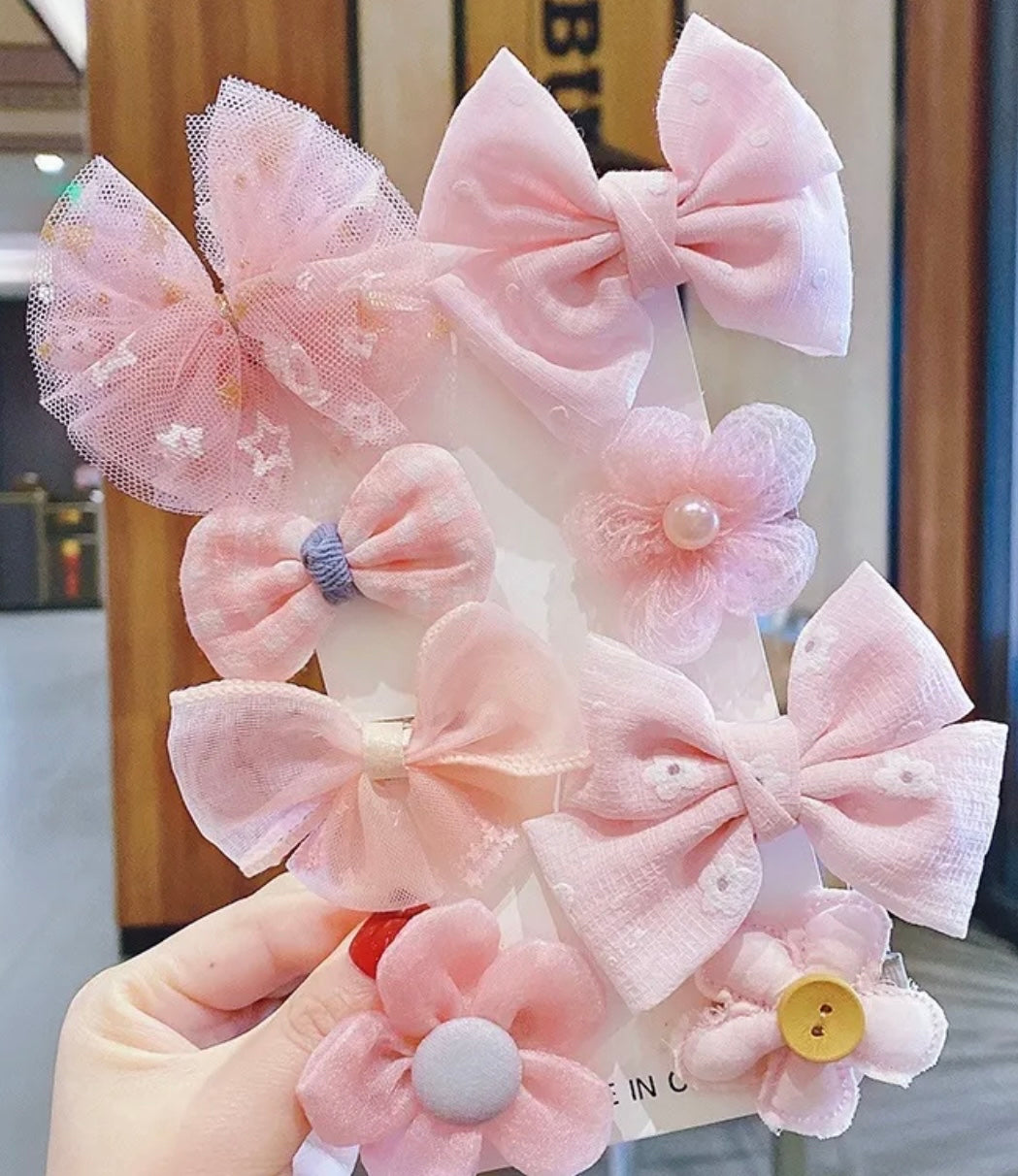 Pink hair clips set 8 pcs (2)