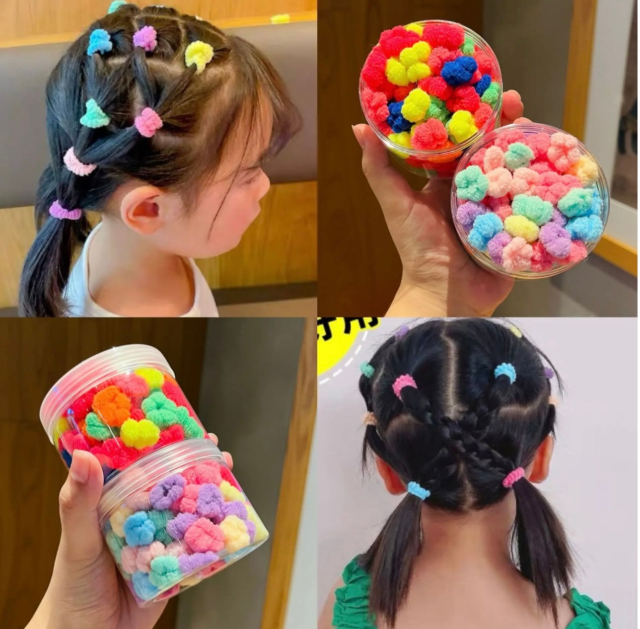 100pc Kids Elastic Hair Bands Girls Sweets Scrunchie neon color