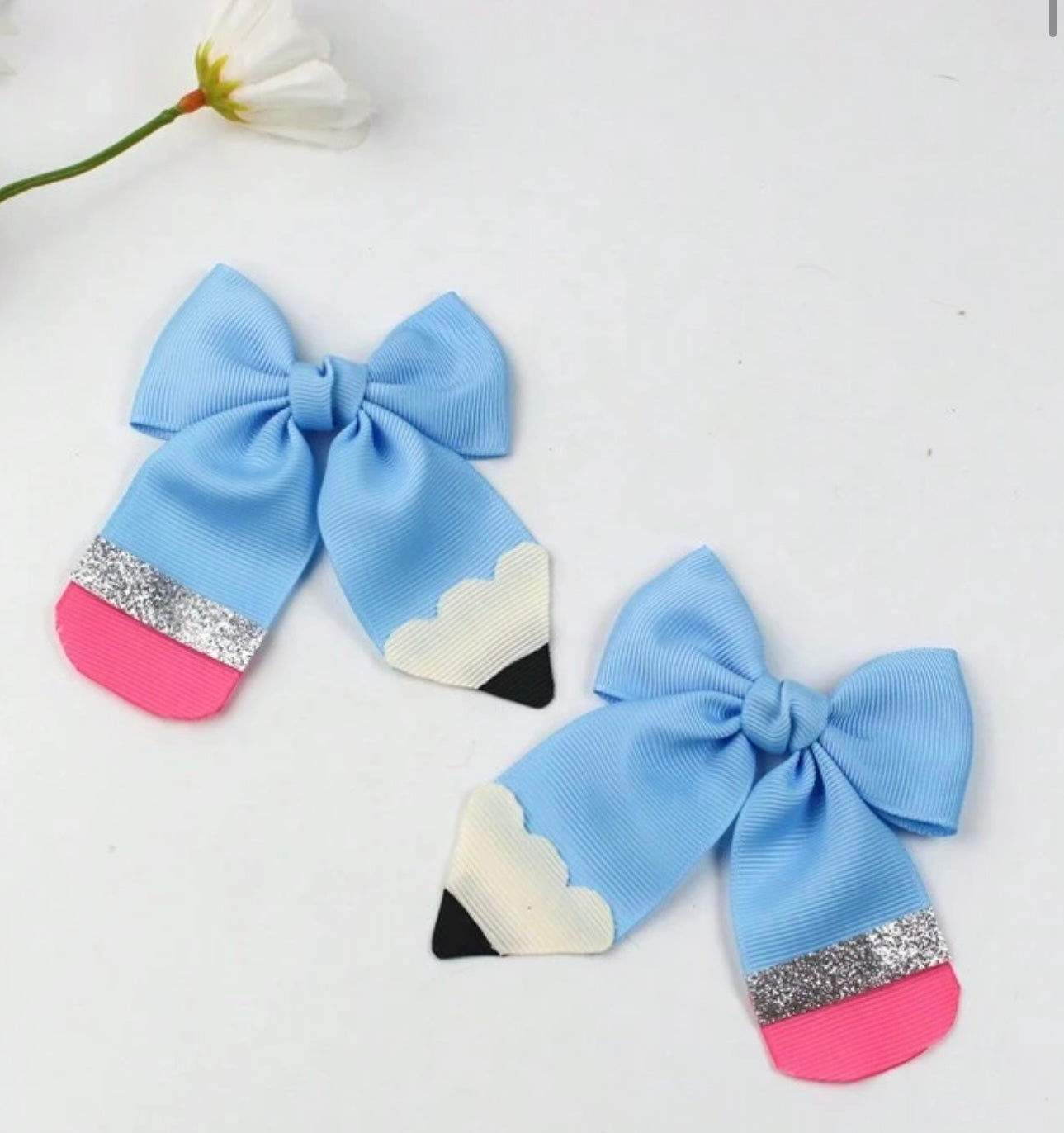 1pc 3.5inch Back To School Yellow Pencil
Shaped Bow Hairpin For Hair Clips sky blue