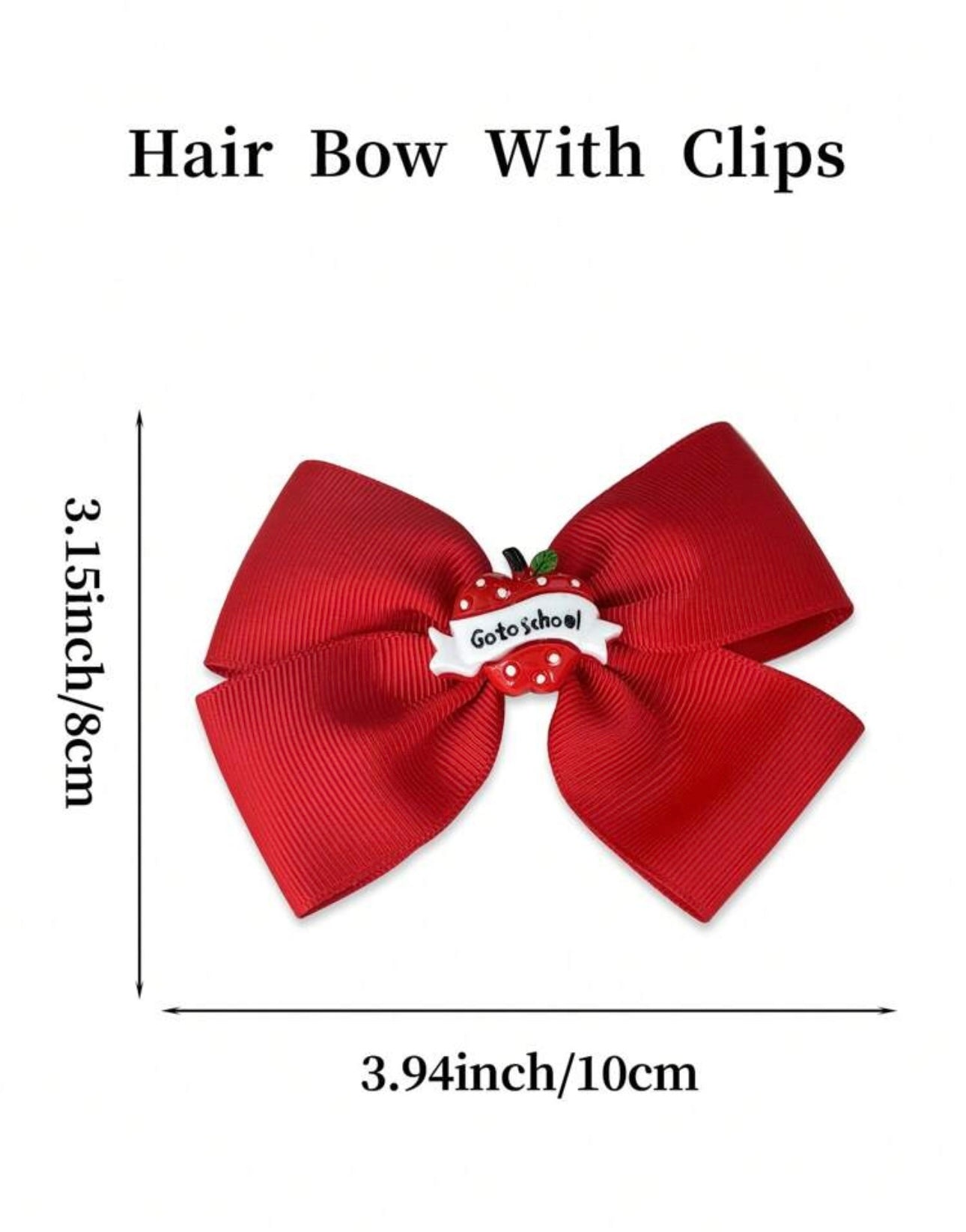 2Pcs 4 Inch Back To School Hair Bow For Girls