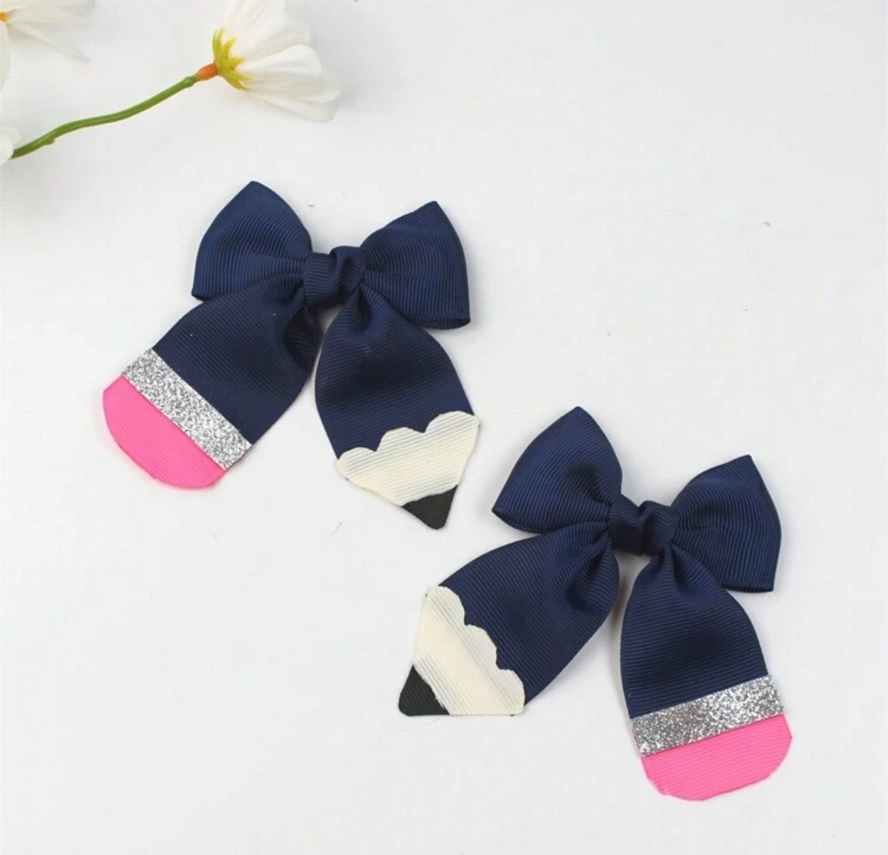 1pc 3.5inch Back To School Yellow Pencil
Shaped Bow Hairpin For Hair Clips dark blue