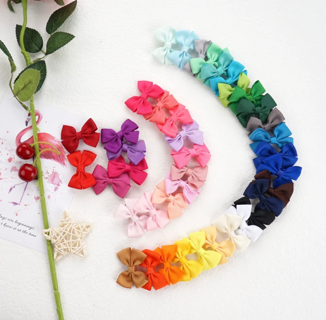 10Pcs/Set Solid Color Grosgrain Ribbon Hairpins for Kids