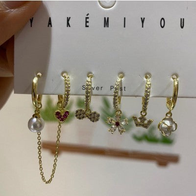 crown earring set gold plated88