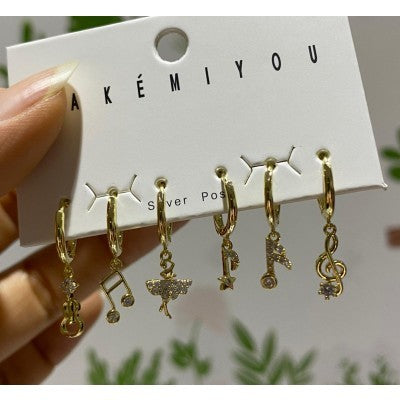 music earring set gold plated93