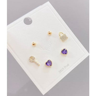 purple set earring gold plated94