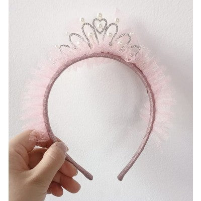 Queen pearls hair band pink454