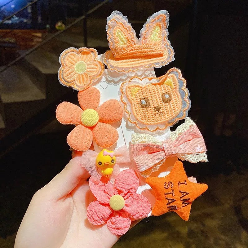 I'm star orange Hair clips set