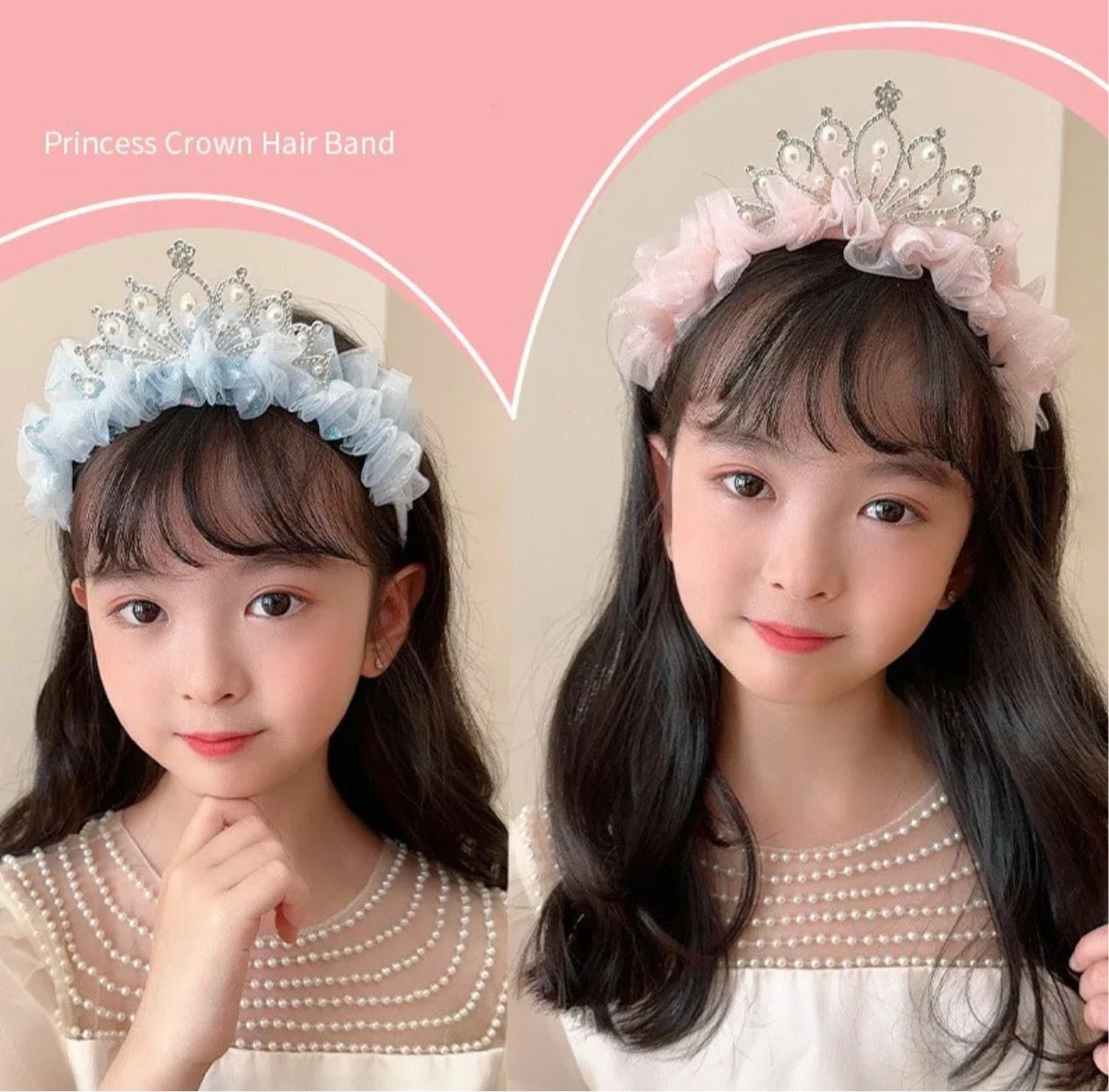 Crown pearls beautiful girl headband