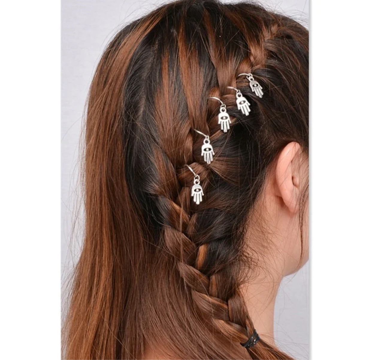 Hand silver hair ring