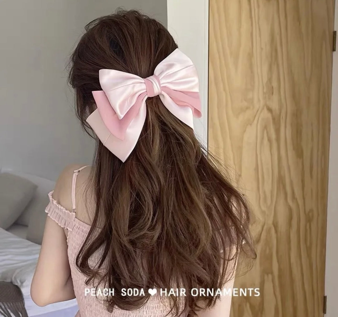 Bow fashion pink hair clips elegant