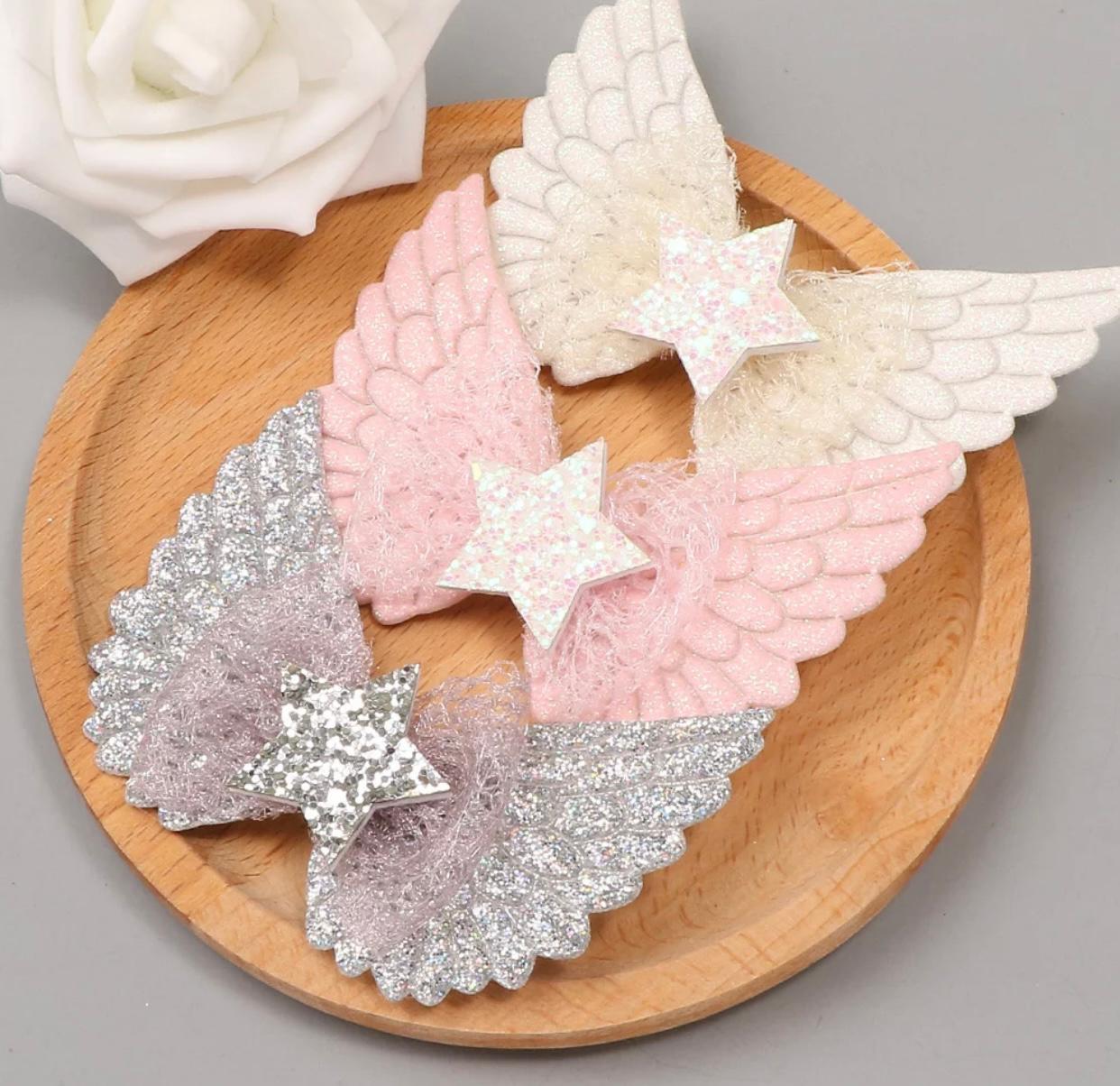 shiny star angel wings hair clips9