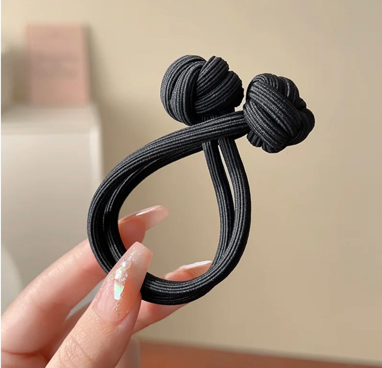 Vintage Chinese Knot Hair Rope Tie black color