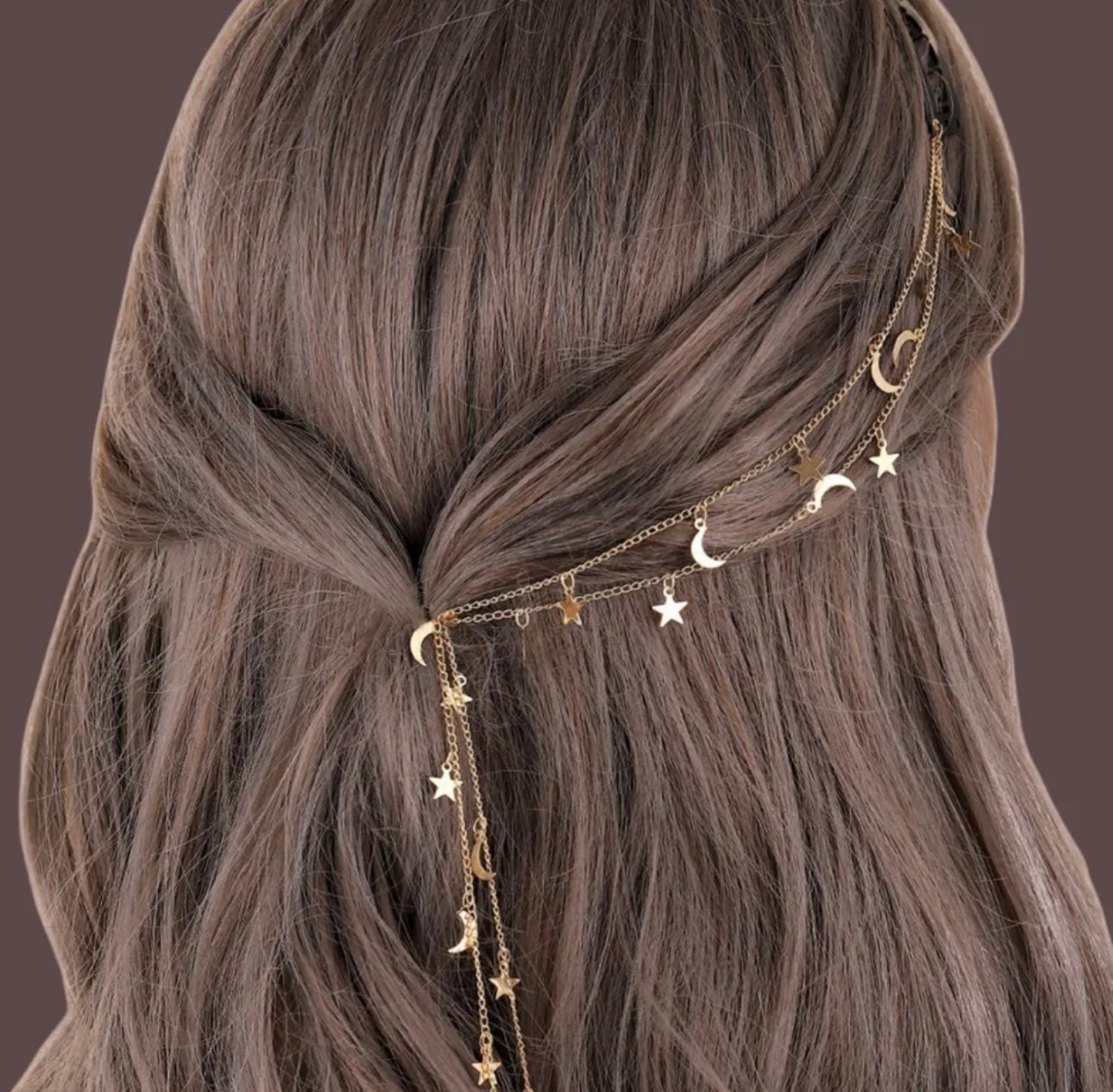 Braided Hair Accessories Moon and Star Gold and Silver