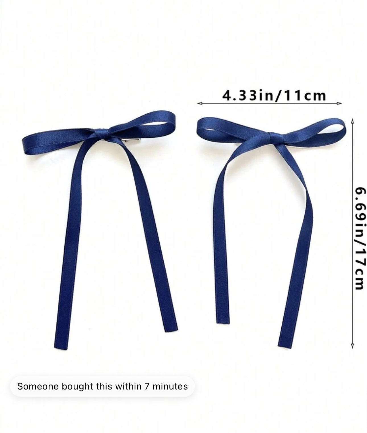 2pcs Basic dark blue Color Hair Clip With Bow Knot