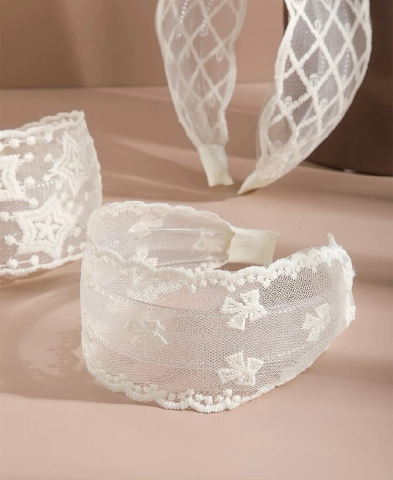 White embroidered headband