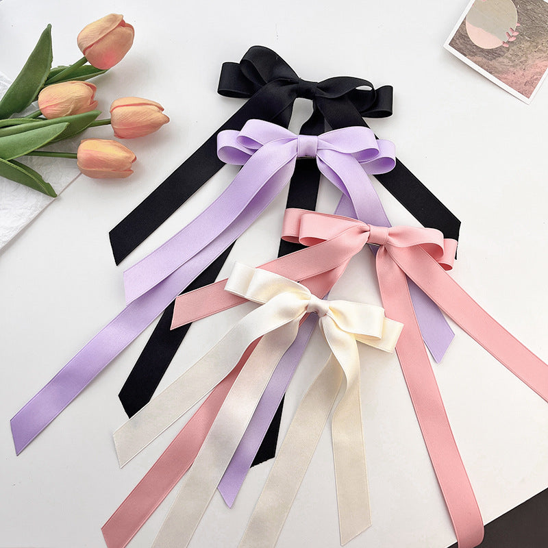 Satin Hairclip Girl Bow Long