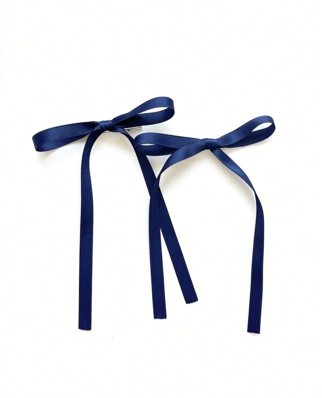 2pcs Basic dark blue Color Hair Clip With Bow Knot