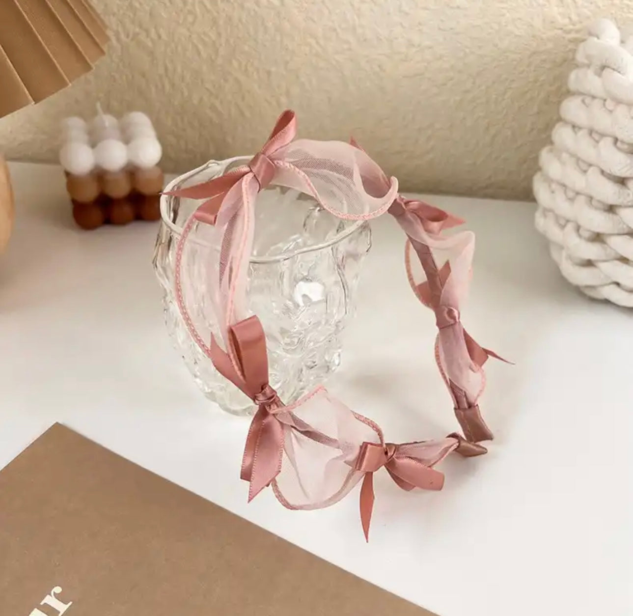 High-grade Bow Headband Princess pink color