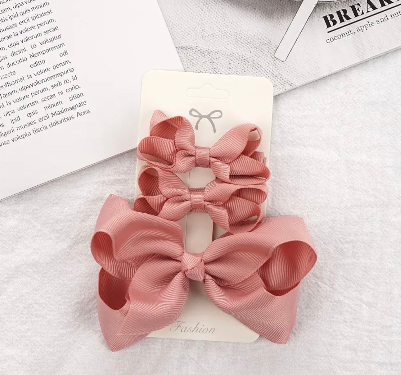 3pcs/lot Solid Grosgrain Ribbon Bows Clips Baby Girls Hairpins