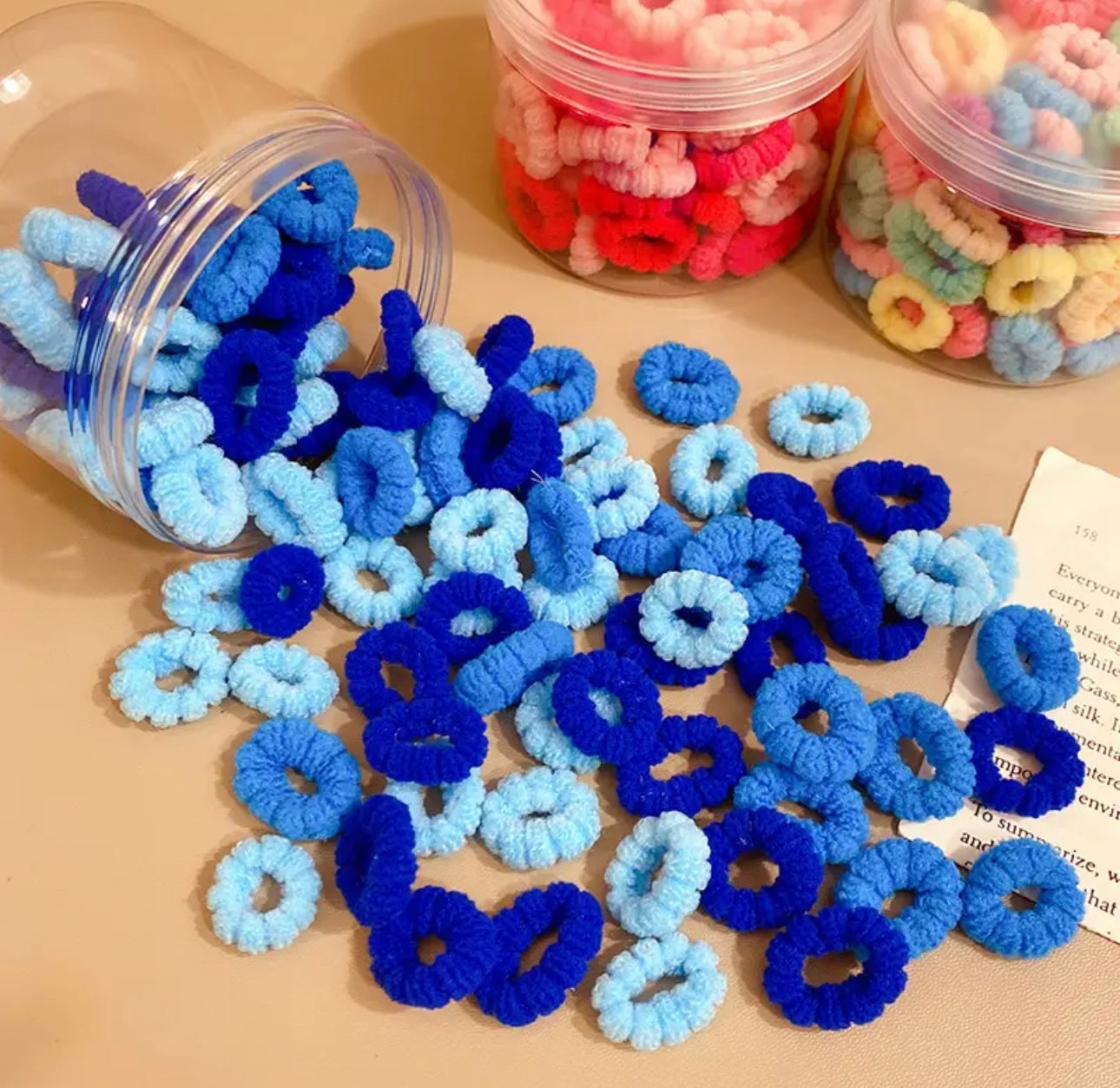 100pc Kids Elastic Hair Bands Girls Sweets Scrunchie blue color