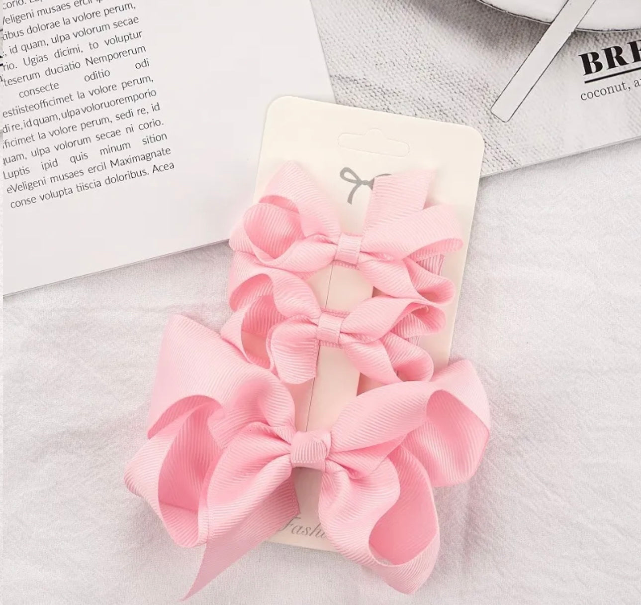 3pcs/lot Solid Grosgrain Ribbon Bows Clips Baby Girls Hairpins