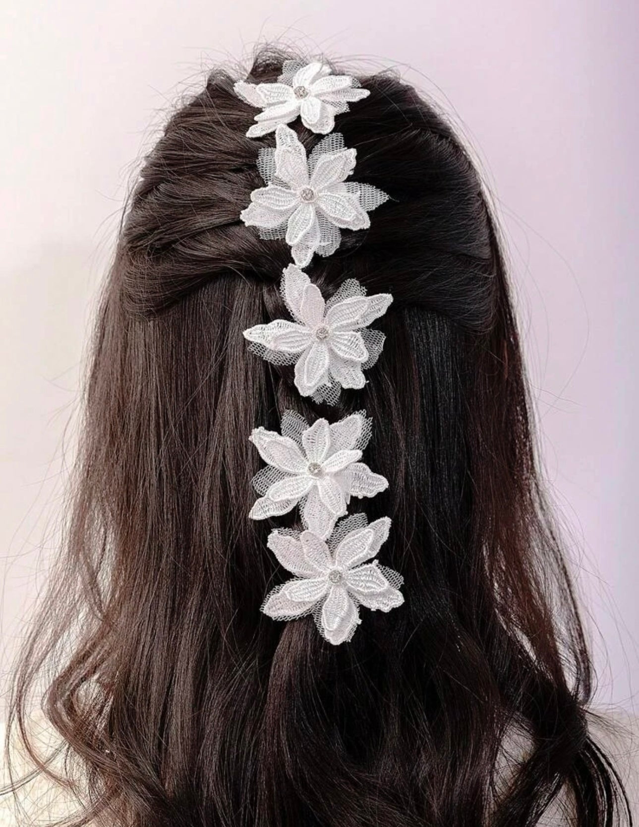 5 pcs girls flower hair clip white color