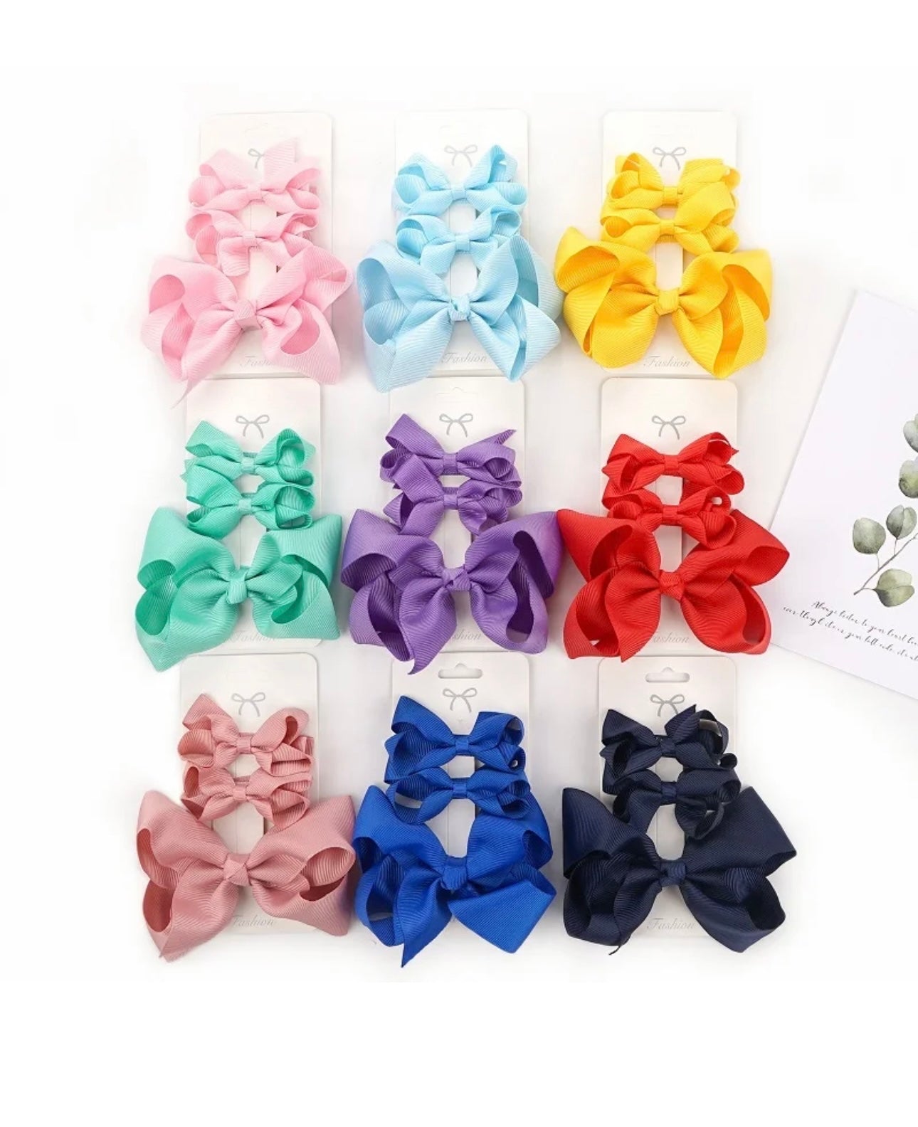 3pcs/lot Solid Grosgrain Ribbon Bows Clips Baby Girls Hairpins