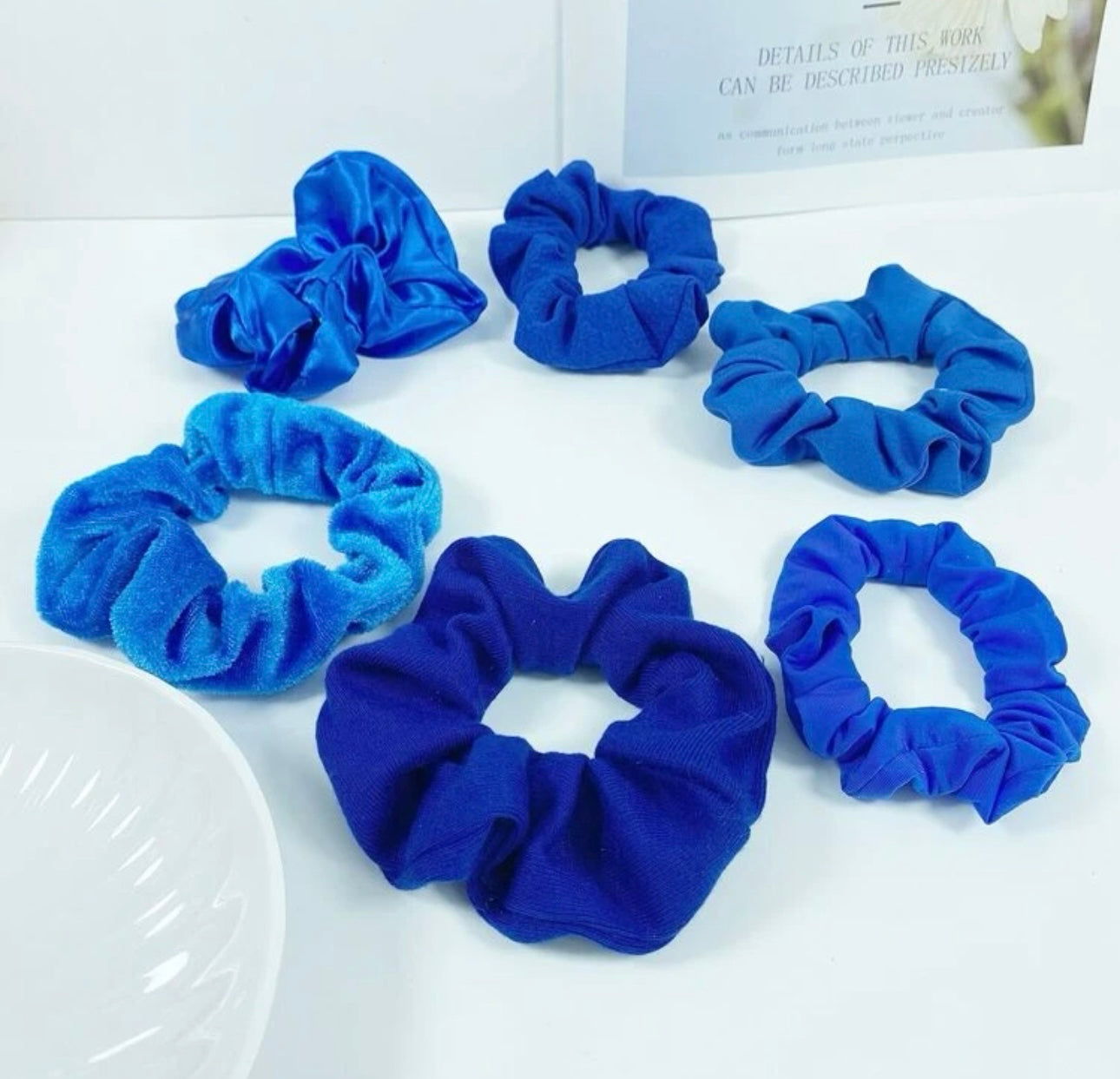 6 pcs set hair blue ties