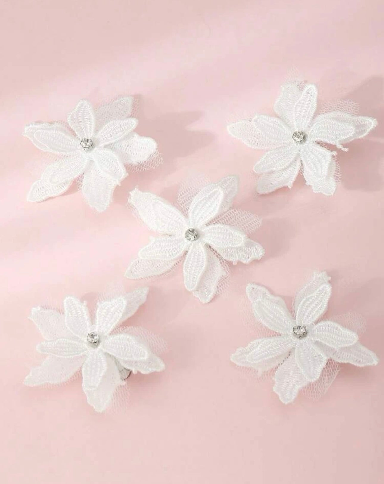 5 pcs girls flower hair clip white color