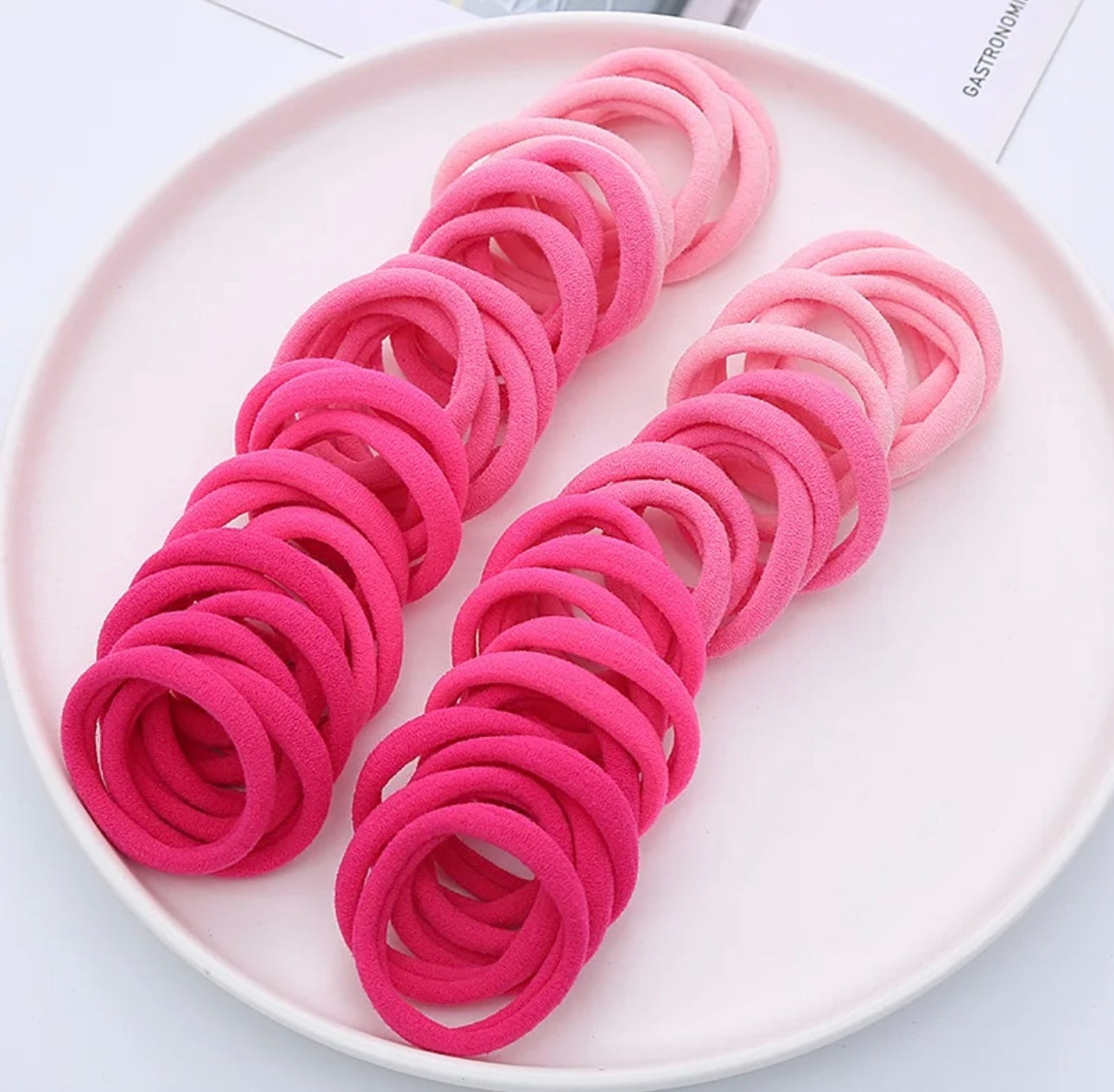 50PCS Elastic Hair Band Scrunchie Ponytail Holder Headwear pink color