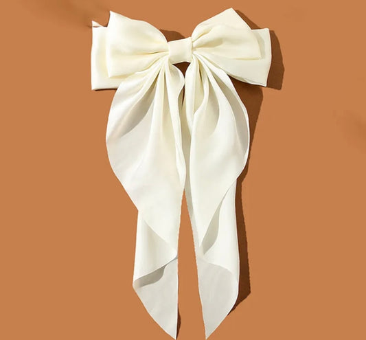 Off White Bow & ribbon hair clips