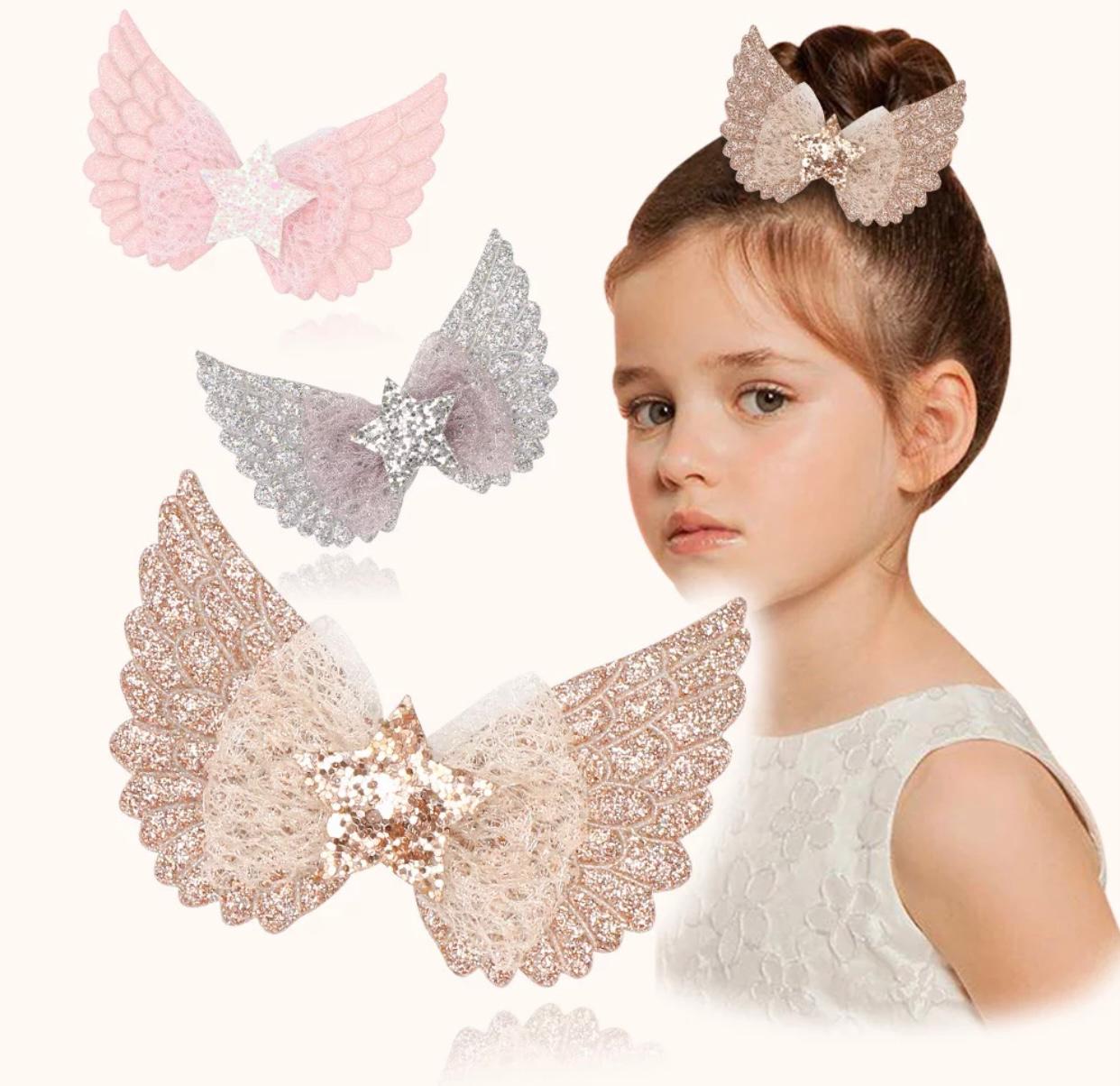 shiny star angel wings hair clips9