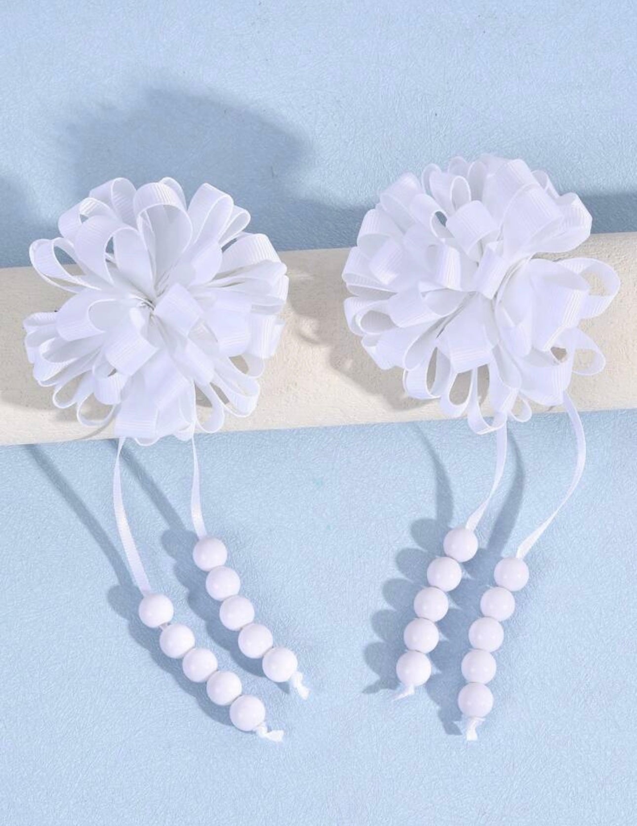 2pcs White Hydrangea Flower Hair Clips For Girls