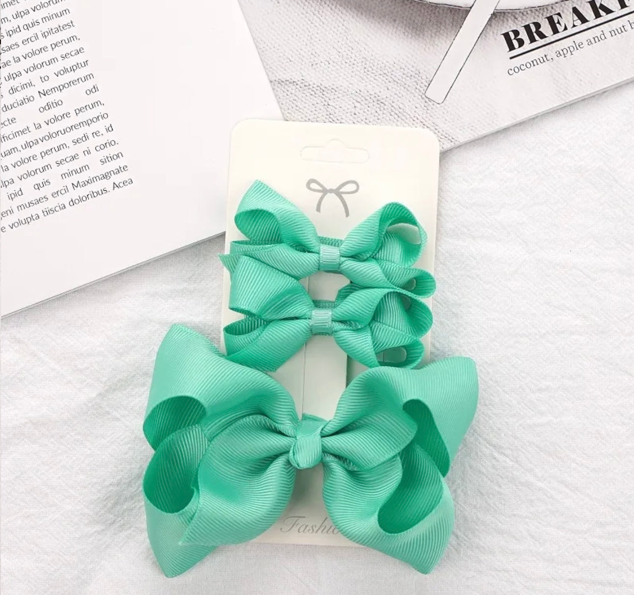 3pcs/lot Solid Grosgrain Ribbon Bows Clips Baby Girls Hairpins