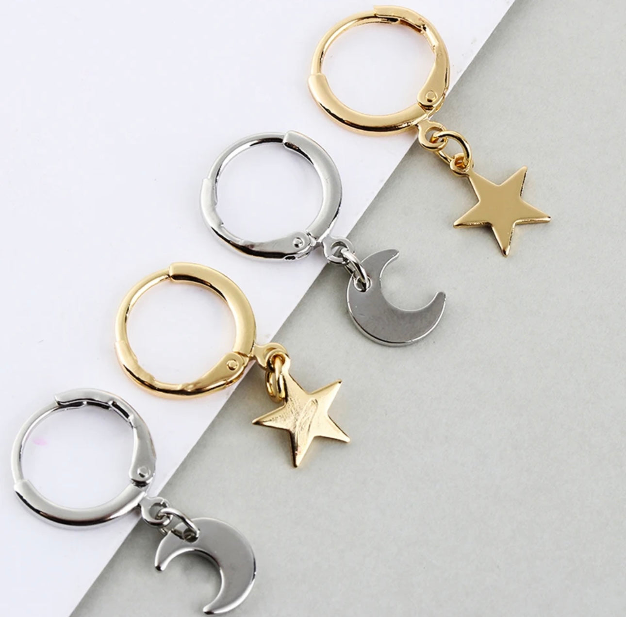 Star & Moon ring earrings