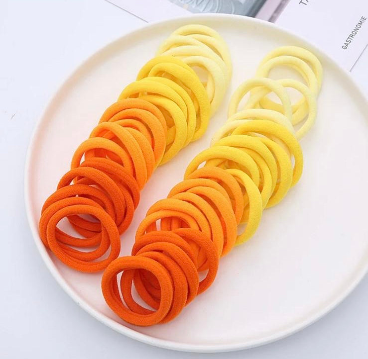 50PCS Elastic Hair Band Scrunchie Ponytail Holder Headwear yellow orange