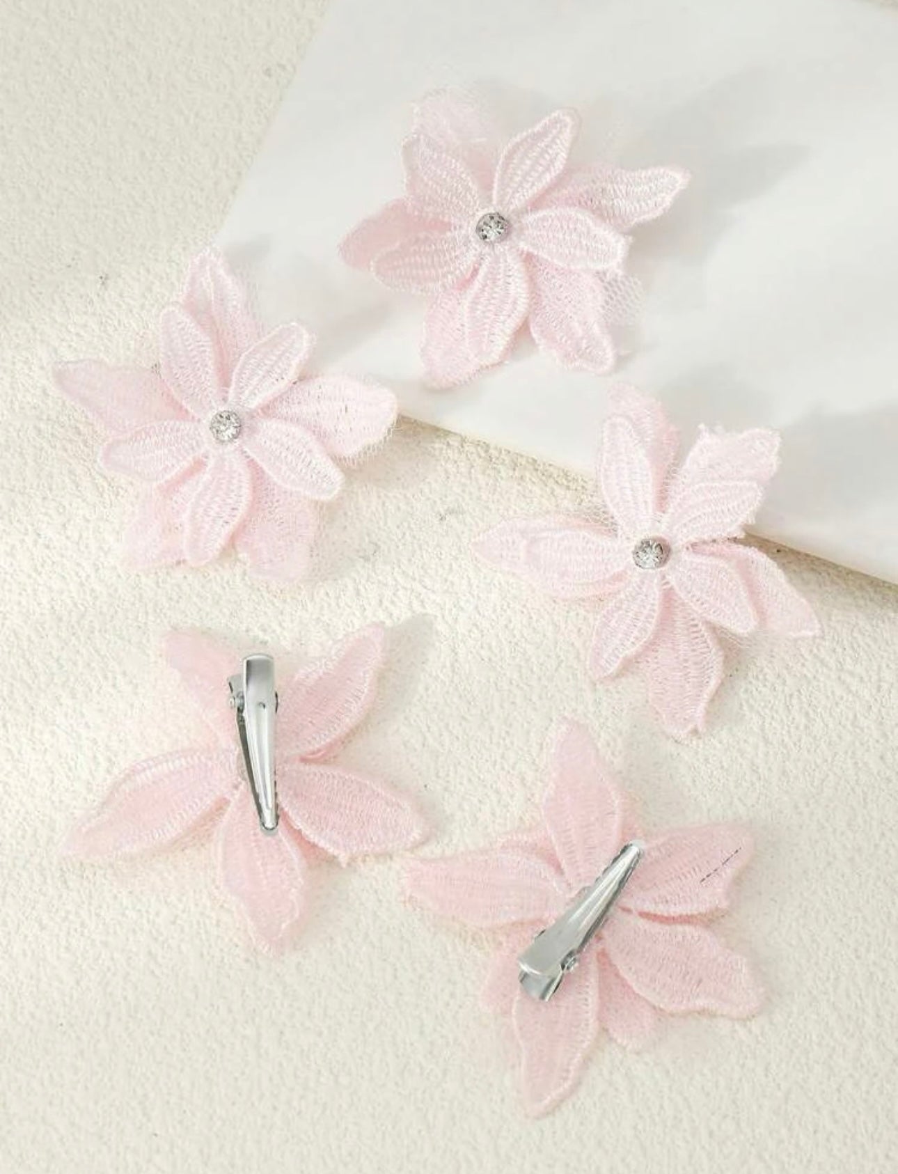 5 pcs girls flower cute clip pink