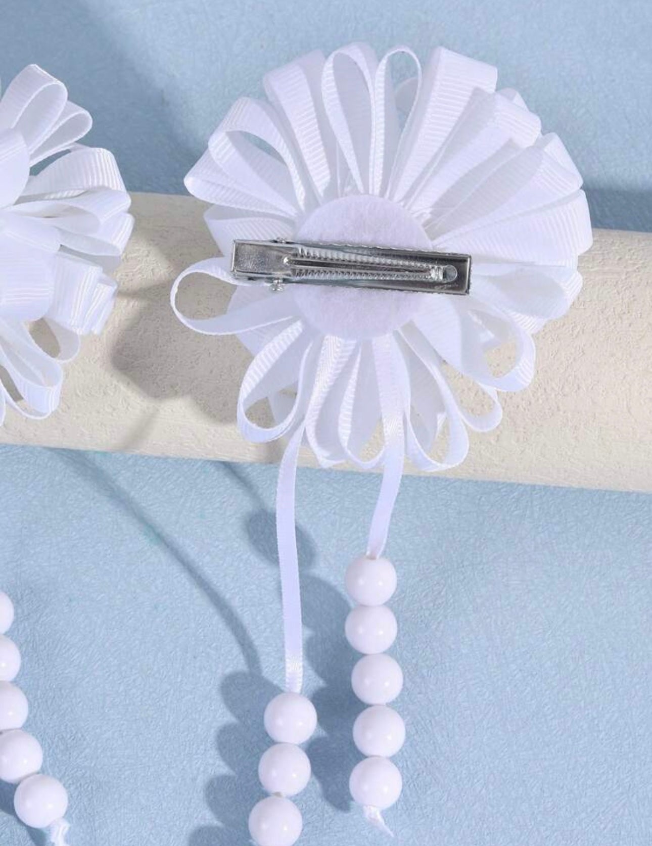 2pcs White Hydrangea Flower Hair Clips For Girls