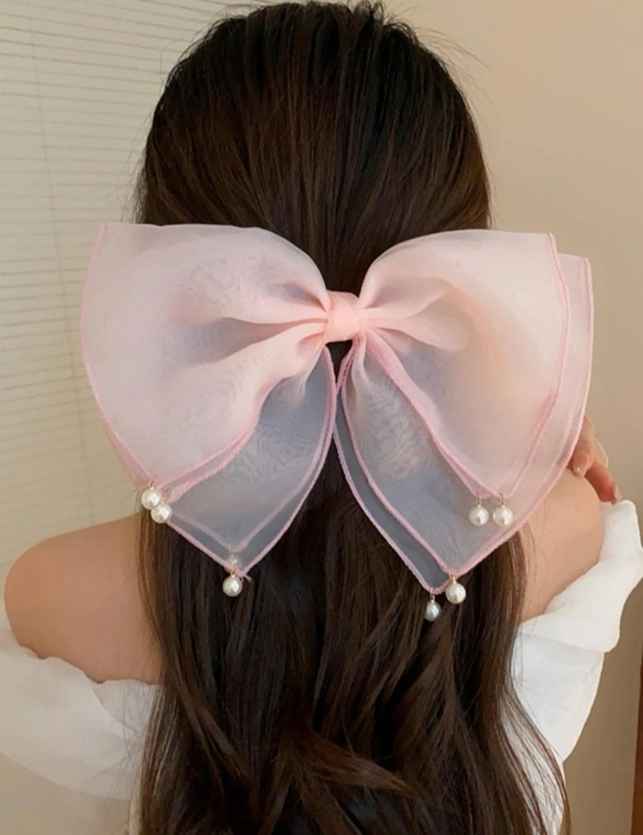 Bow pearl elegant hair clips